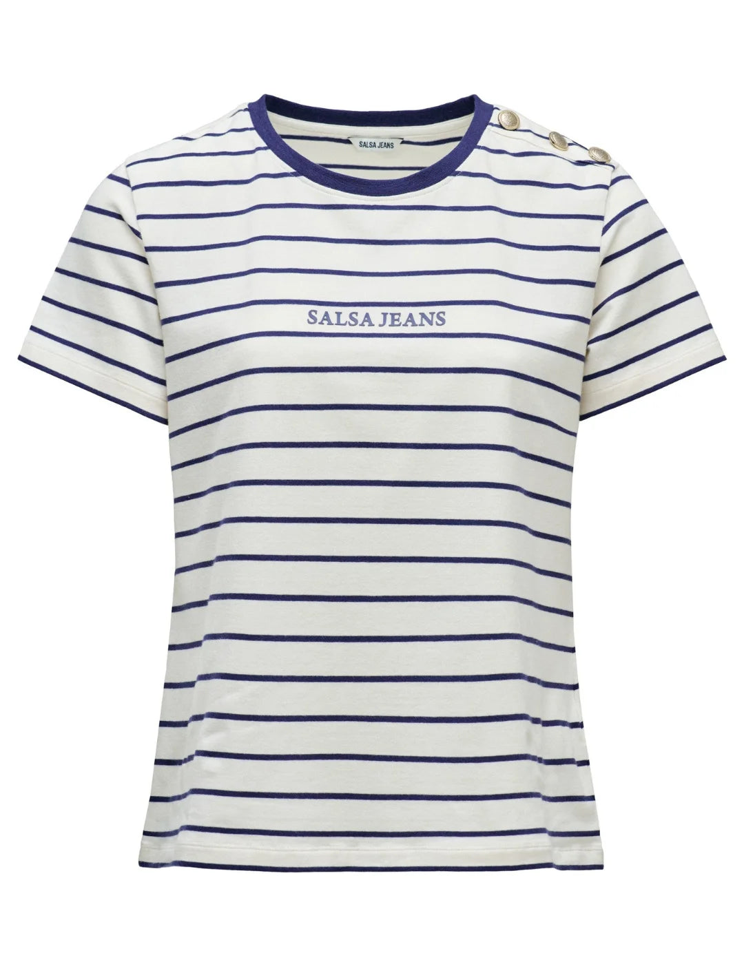 Camiseta Rayas Salsa Jeans Branding Azul Marino | Bicos de Fío