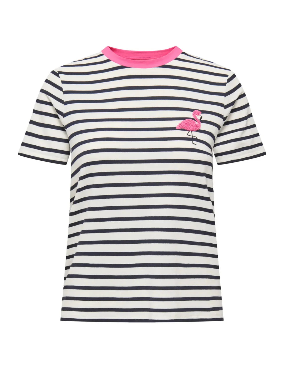 Camiseta Rayas ONLY Heart Flamingo Azul Marino | Bicos de Fío
