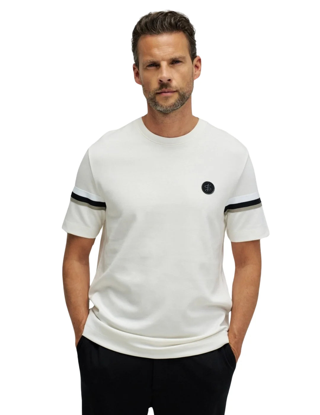 Camiseta Ribete Salsa Jeans Blanco Perla | Bicos de Fío