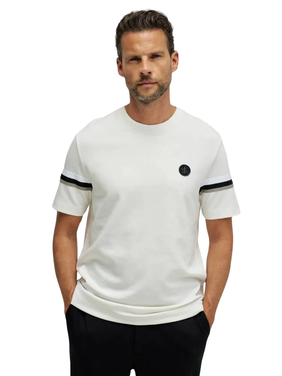 Camiseta Ribete Salsa Jeans Blanco Perla | Bicos de Fío