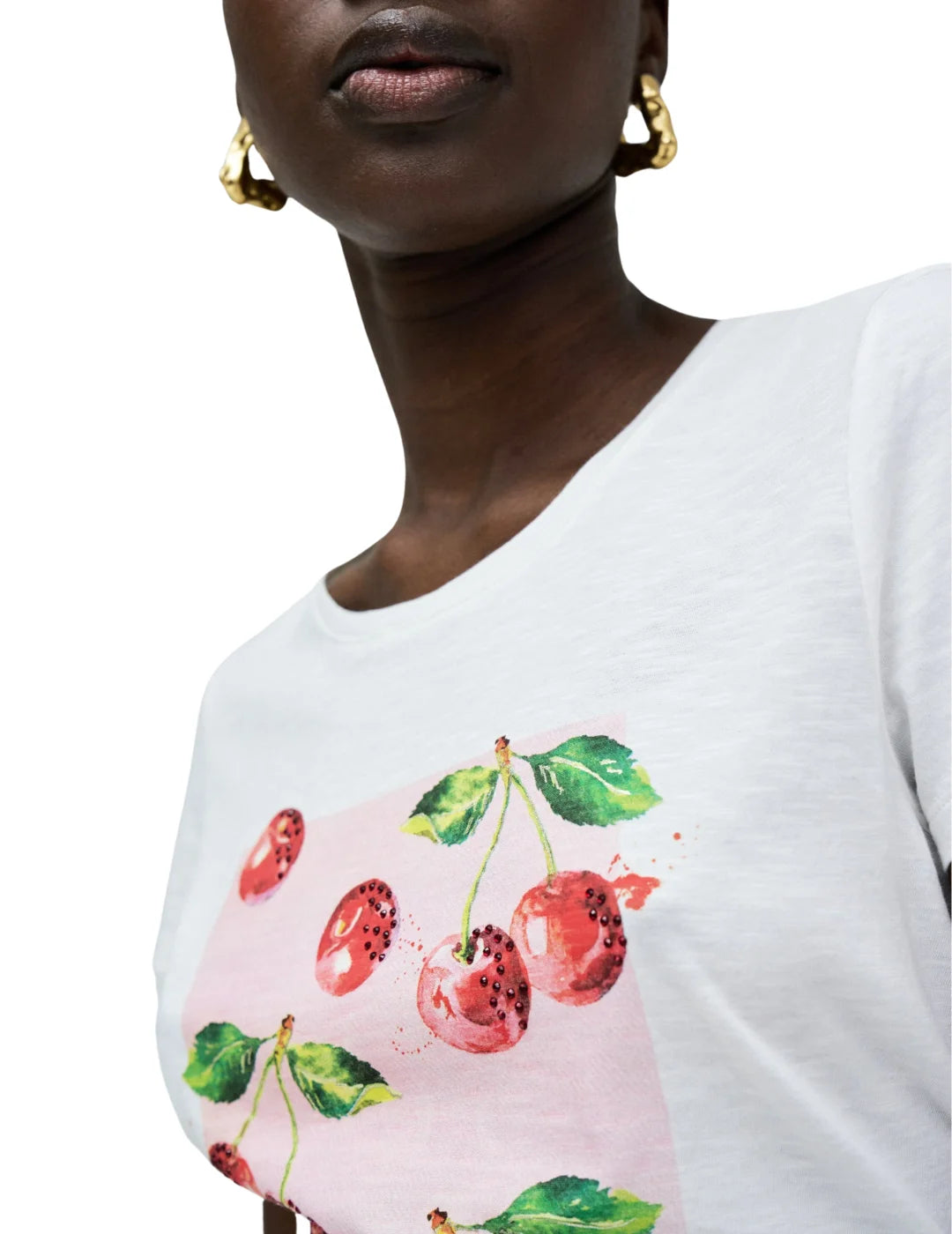 Camiseta Salsa Jeans Cerezas Blanco | Bicos de Fío