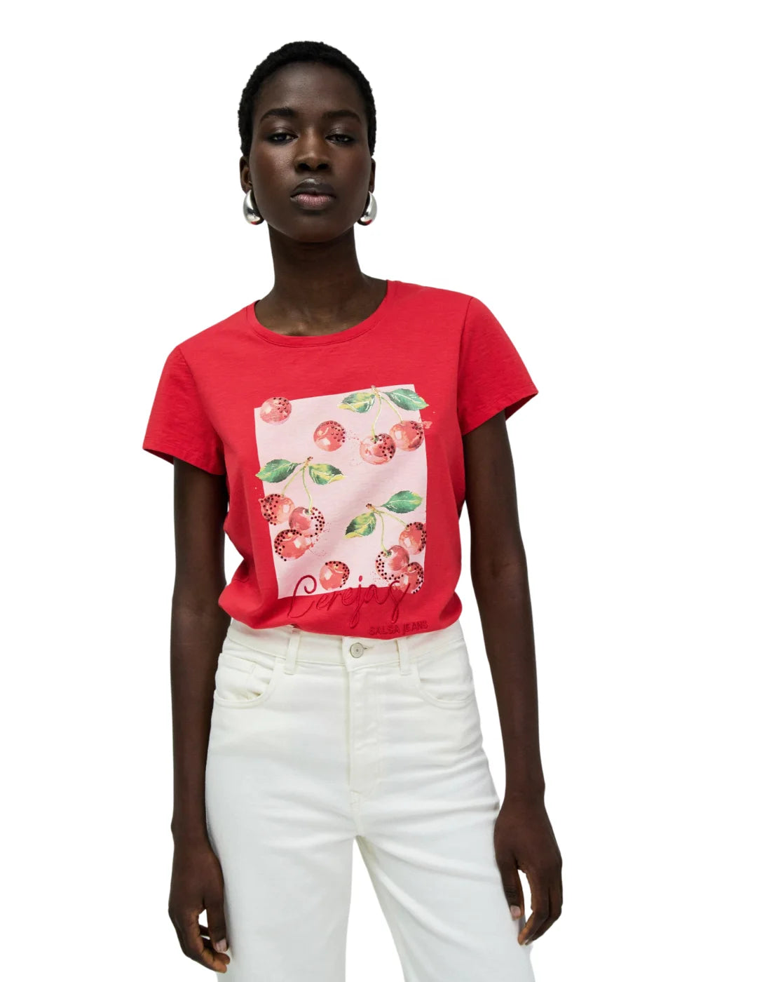 Camiseta Salsa Jeans Cerezas Rojo | Bicos de Fío