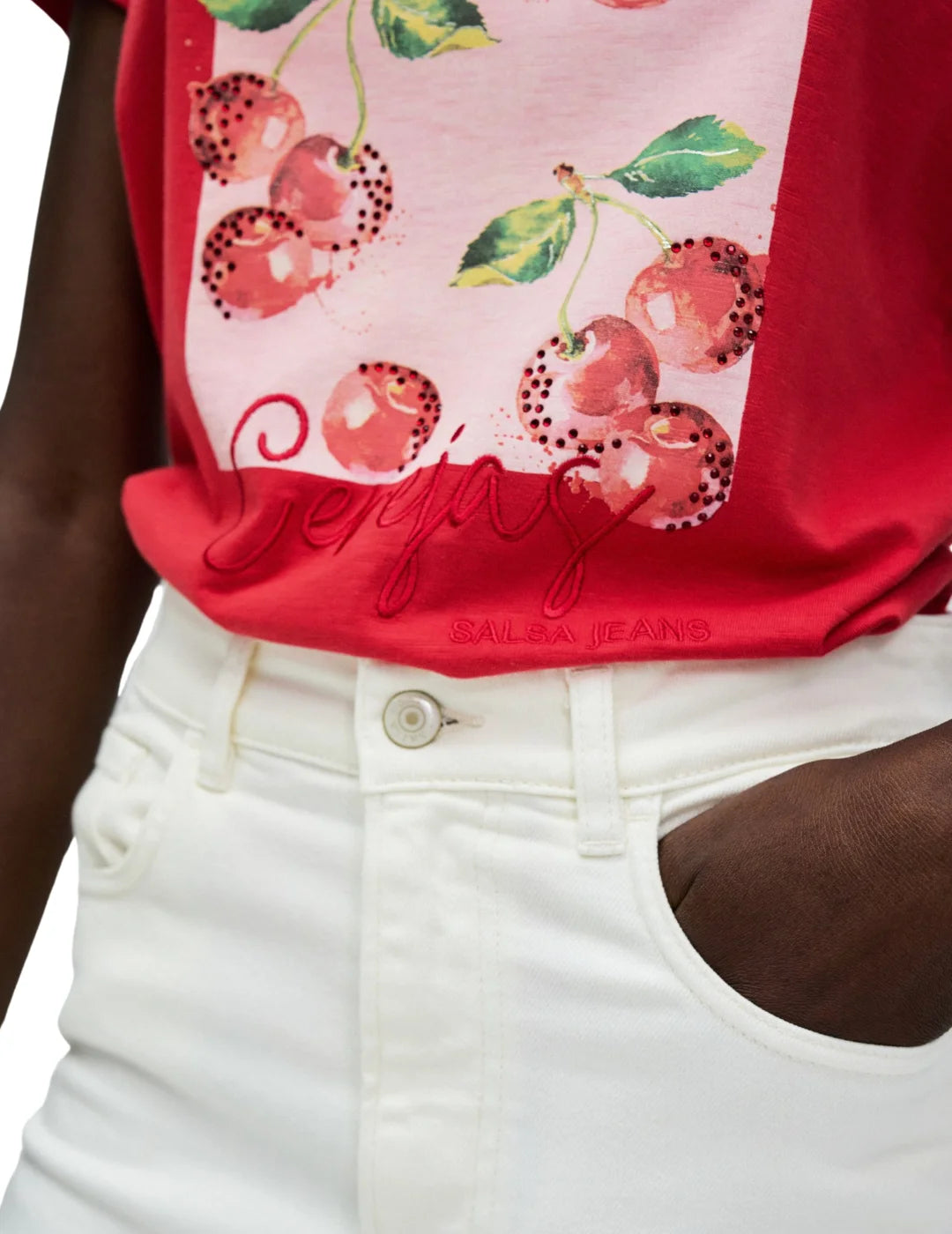 Camiseta Salsa Jeans Cerezas Rojo | Bicos de Fío