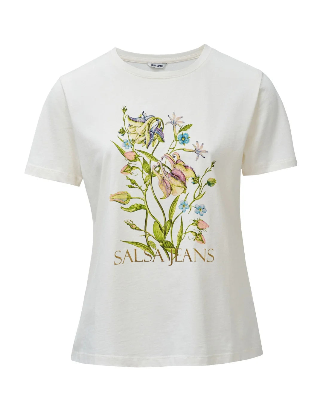 Camiseta Salsa Jeans Flower Print Blanco | Bicos de Fío