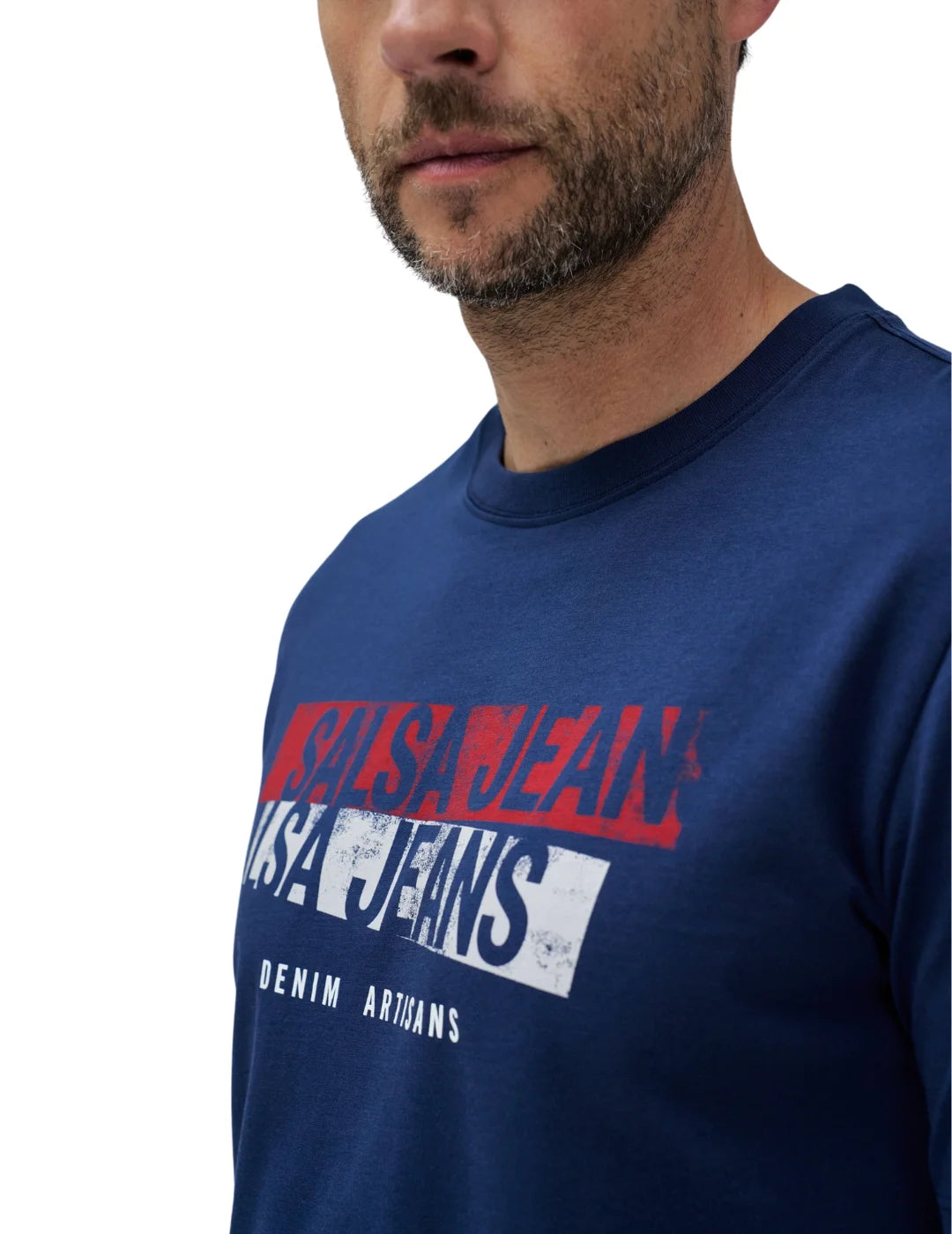 Camiseta Salsa Jeans Logo Artisans Azul Marino | Bicos de Fío