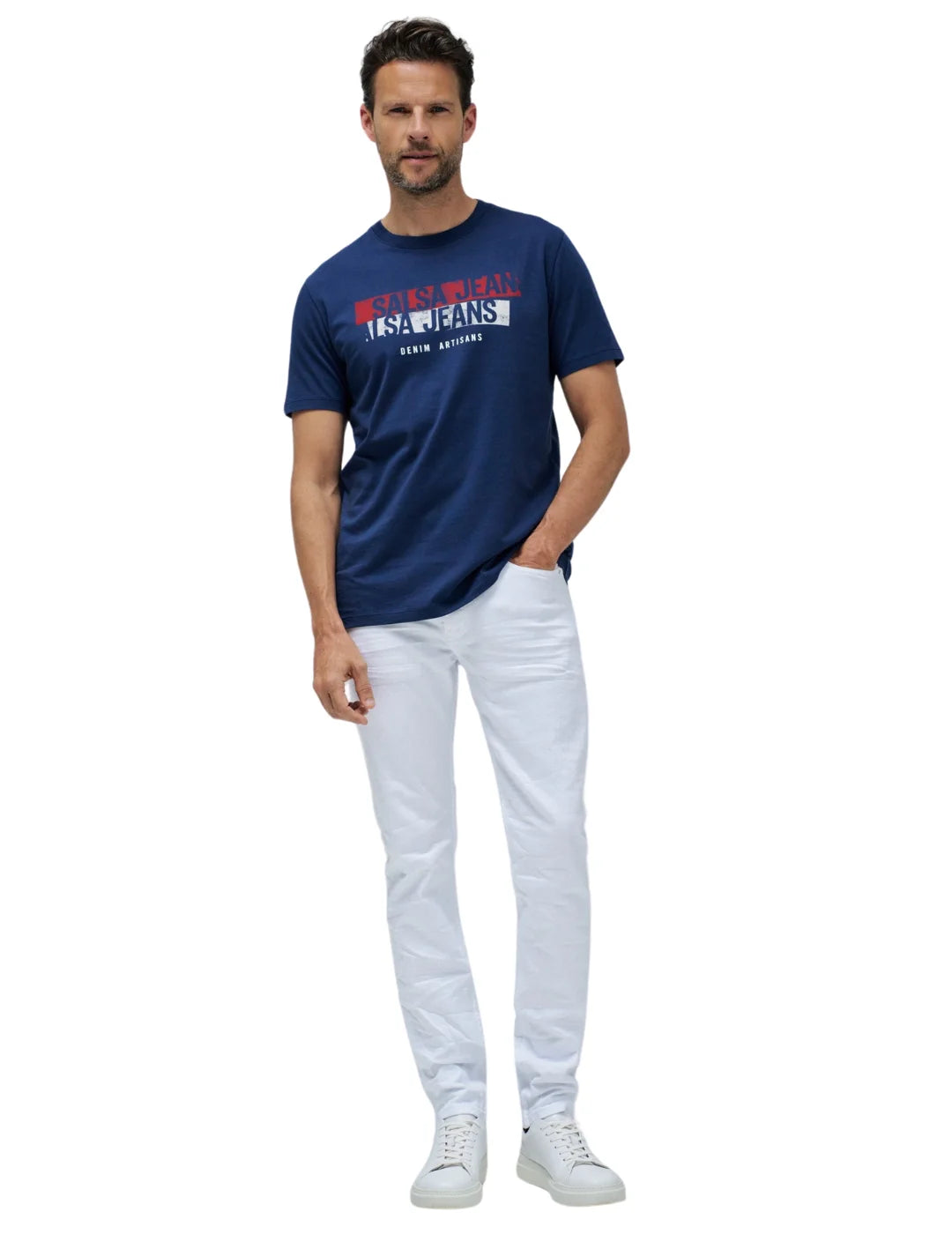 Camiseta Salsa Jeans Logo Artisans Azul Marino | Bicos de Fío