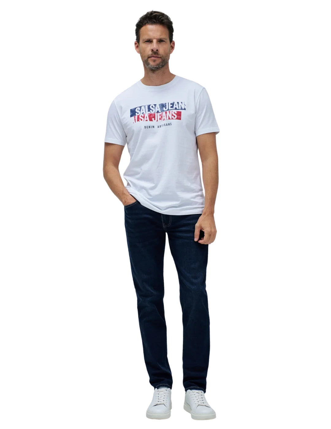 Camiseta Salsa Jeans Logo Artisans Blanco | Bicos de Fío