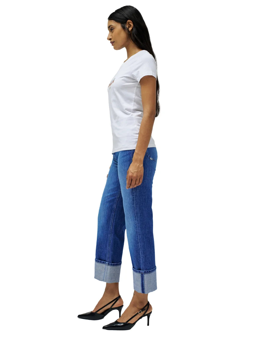 Camiseta Logo Bicolor Salsa Jeans Blanco | Bicos de Fío