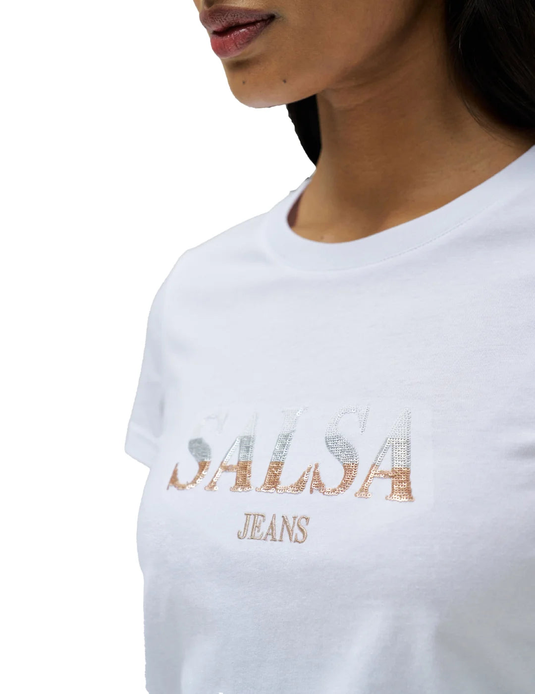 Camiseta Logo Bicolor Salsa Jeans Blanco | Bicos de Fío