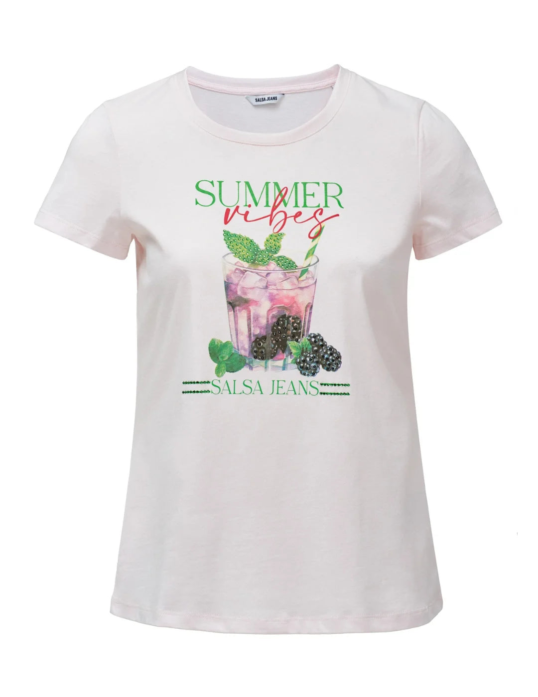 Camiseta Salsa Jeans Summer Vibes Rosa | Bicos de Fío