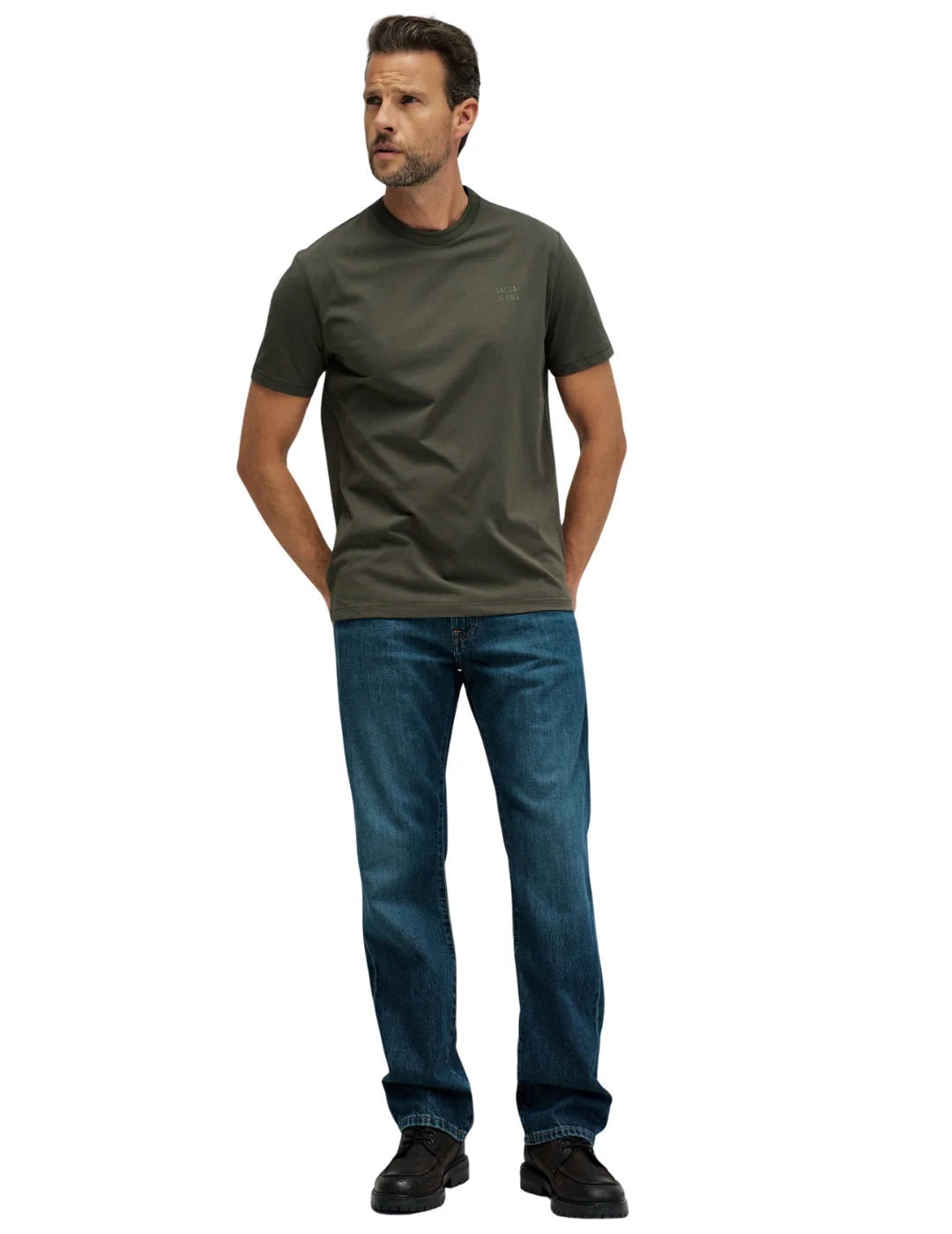Camiseta Slim Salsa Jeans Branding Verde | Bicos de Fío