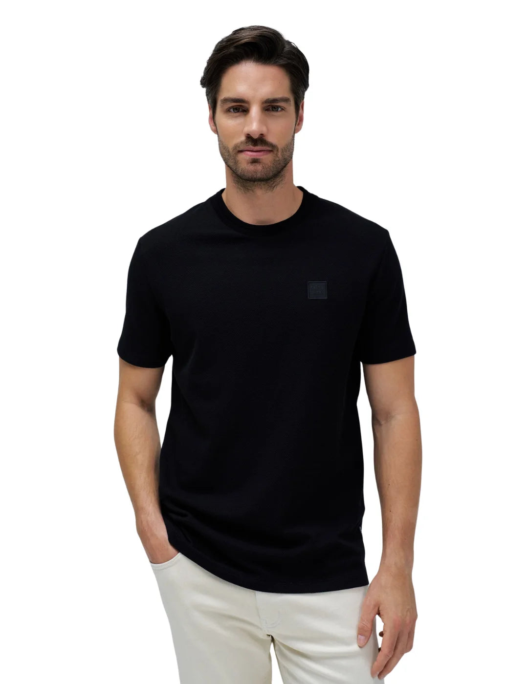 Camiseta Textura Logo Salsa Jeans Negro | Bicos de Fío