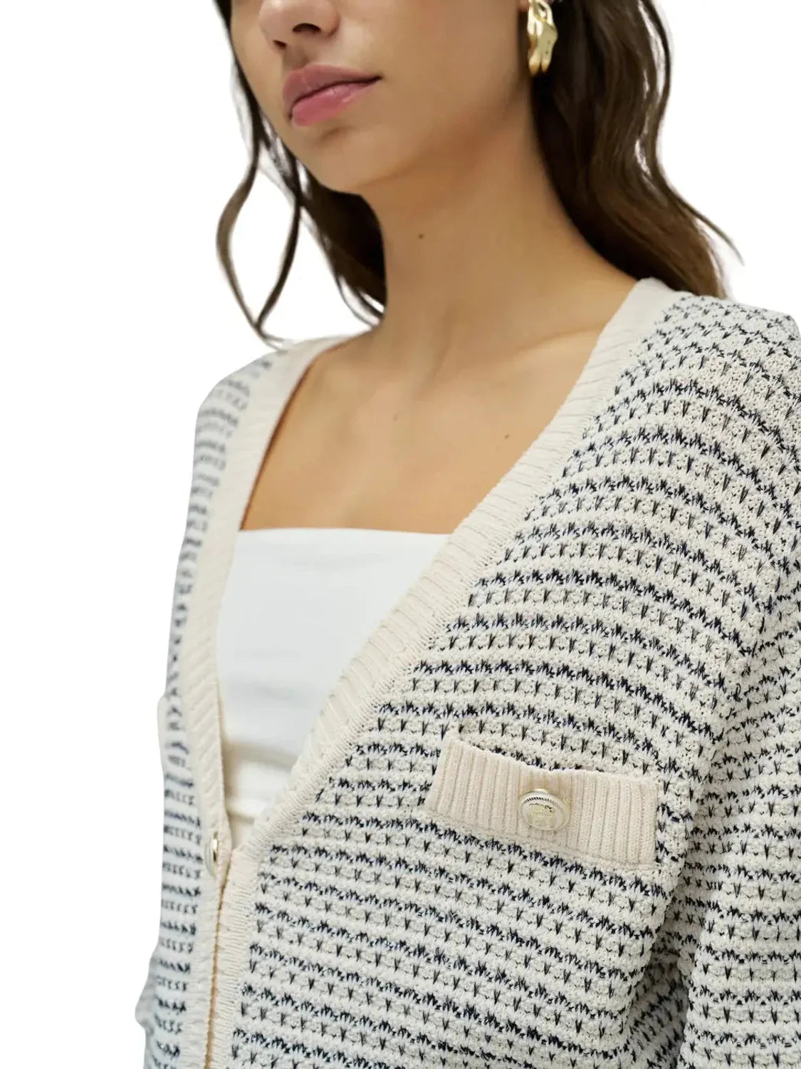 Cárdigan Lurex Salsa Jeans Beige | Bicos de Fío