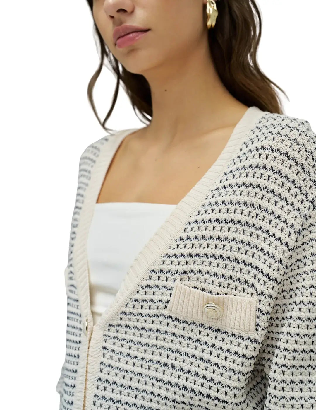 Cárdigan Lurex Salsa Jeans Beige | Bicos de Fío