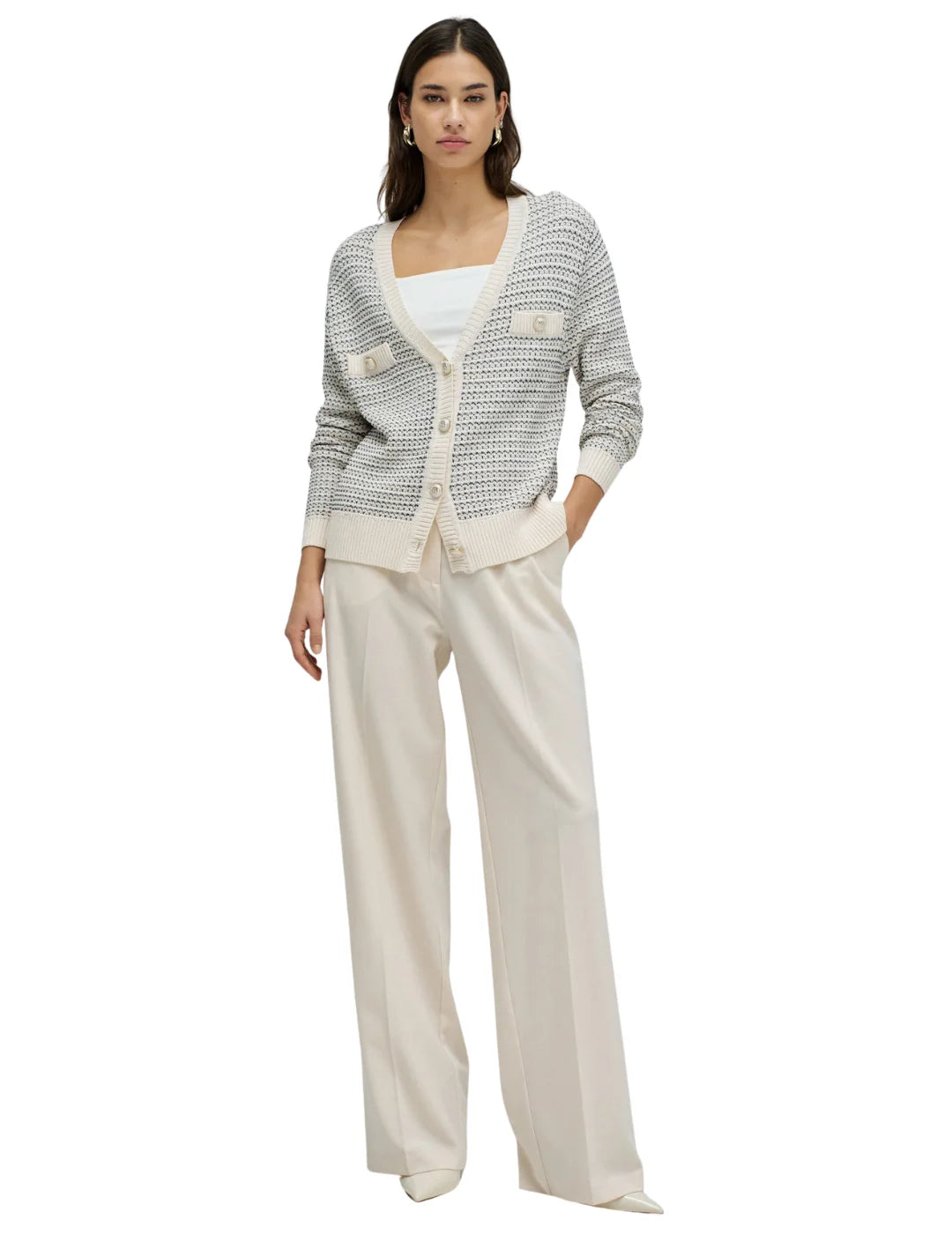 Cárdigan Lurex Salsa Jeans Beige | Bicos de Fío