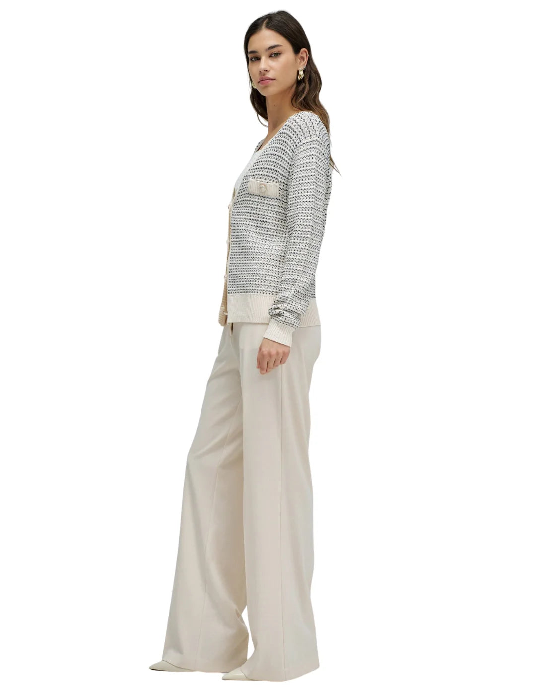 Cárdigan Lurex Salsa Jeans Beige | Bicos de Fío