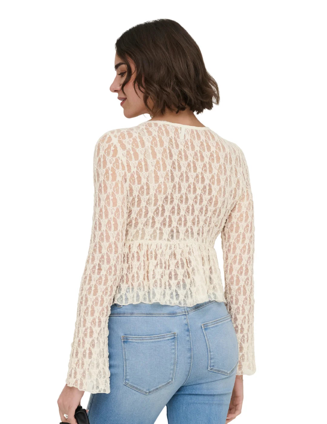 Cárdigan ONLY Aya Lace Crudo | Bicos de Fío