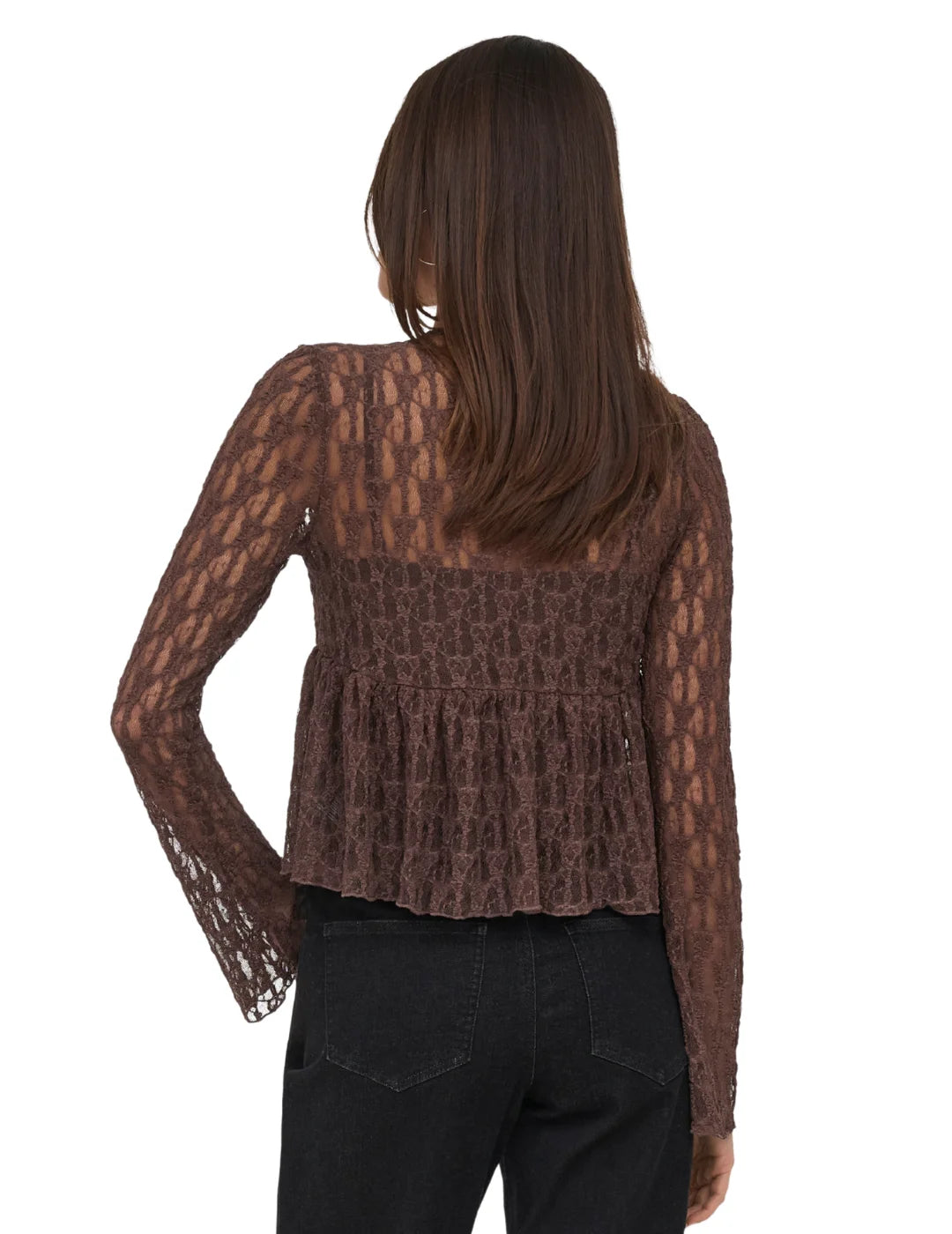 Cárdigan ONLY Aya Lace Chocolate | Bicos de Fío