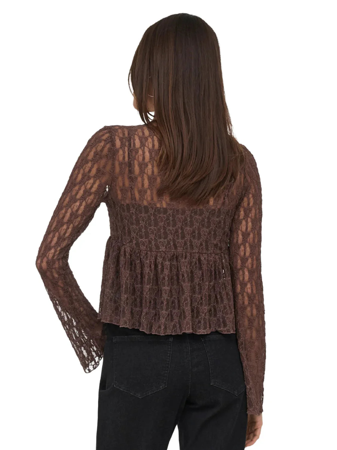 Cárdigan ONLY Aya Lace Chocolate | Bicos de Fío