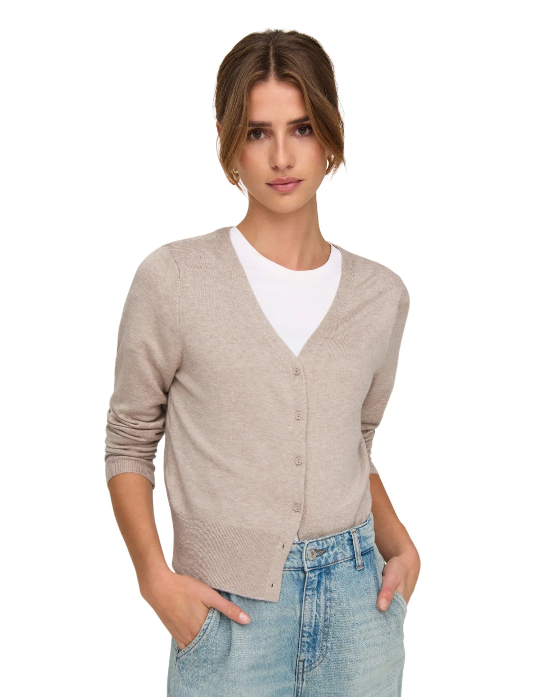 Cárdigan De Punto ONLY Venice Beige | Bicos de Fío