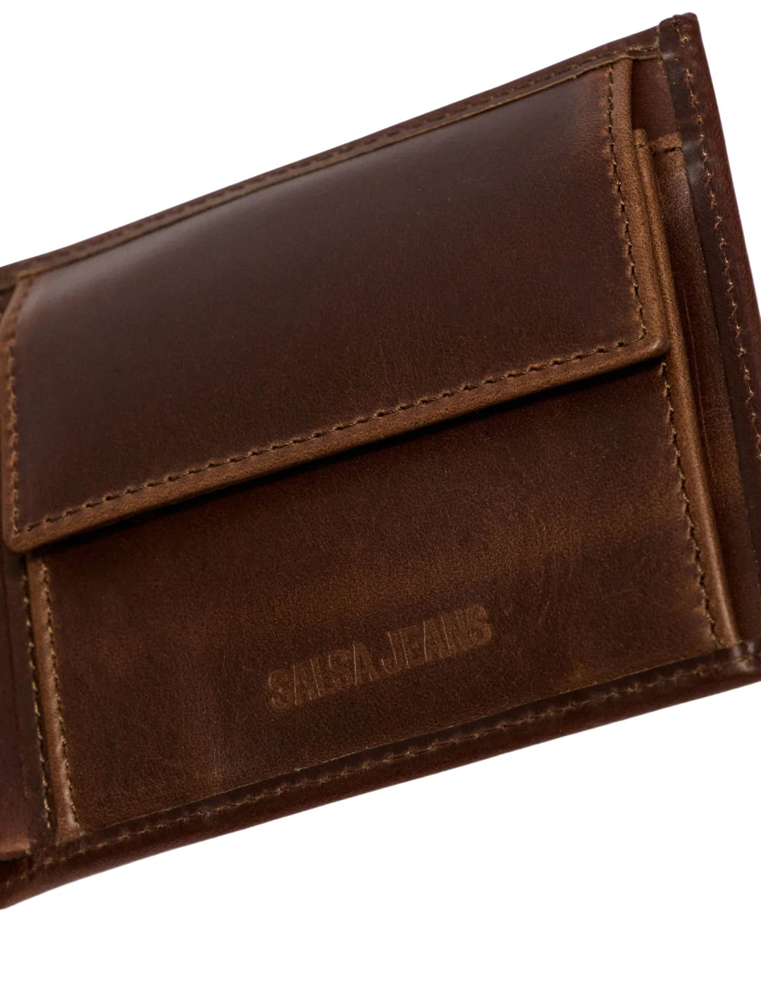Cartera Cuero Salsa Jeans Logo Marrón | Bicos de Fío