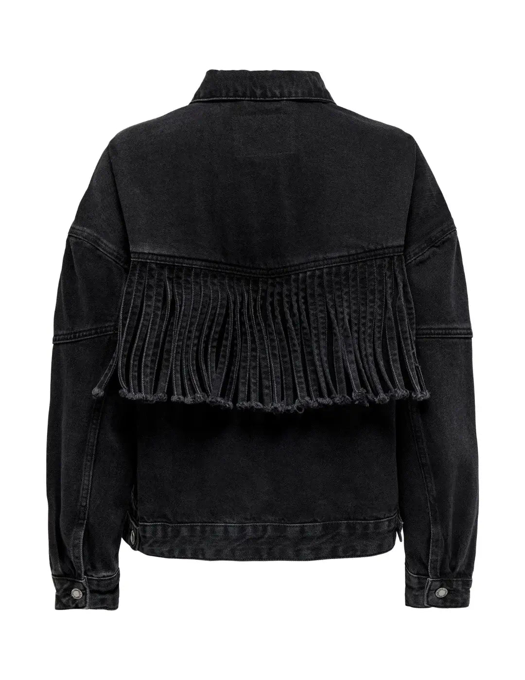 Chaqueta Vaquera Con Flecos Only Negro | Bicos de Fío