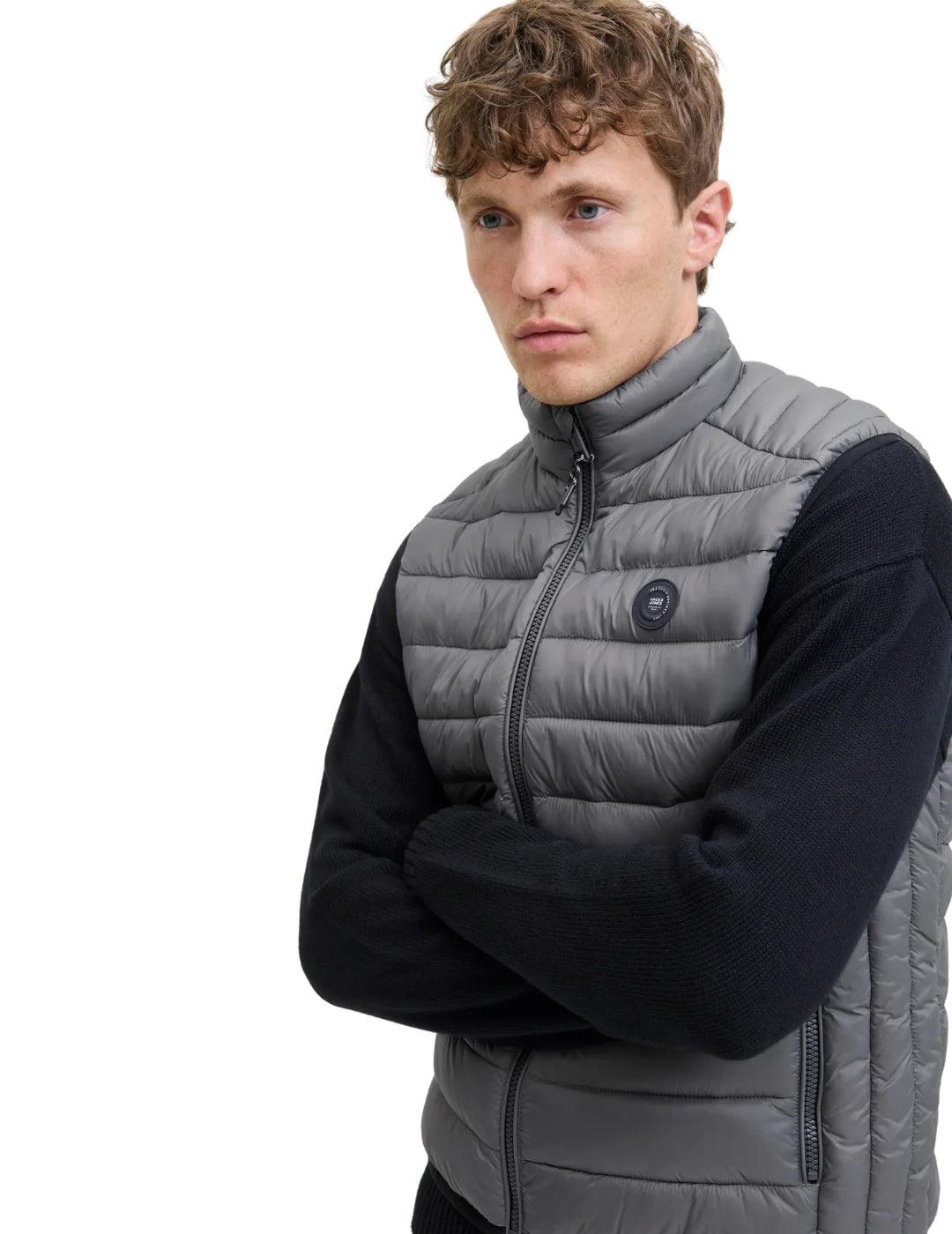 Chaleco Acolchado Jack&Jones Bradley Gris | Bicos de Fío