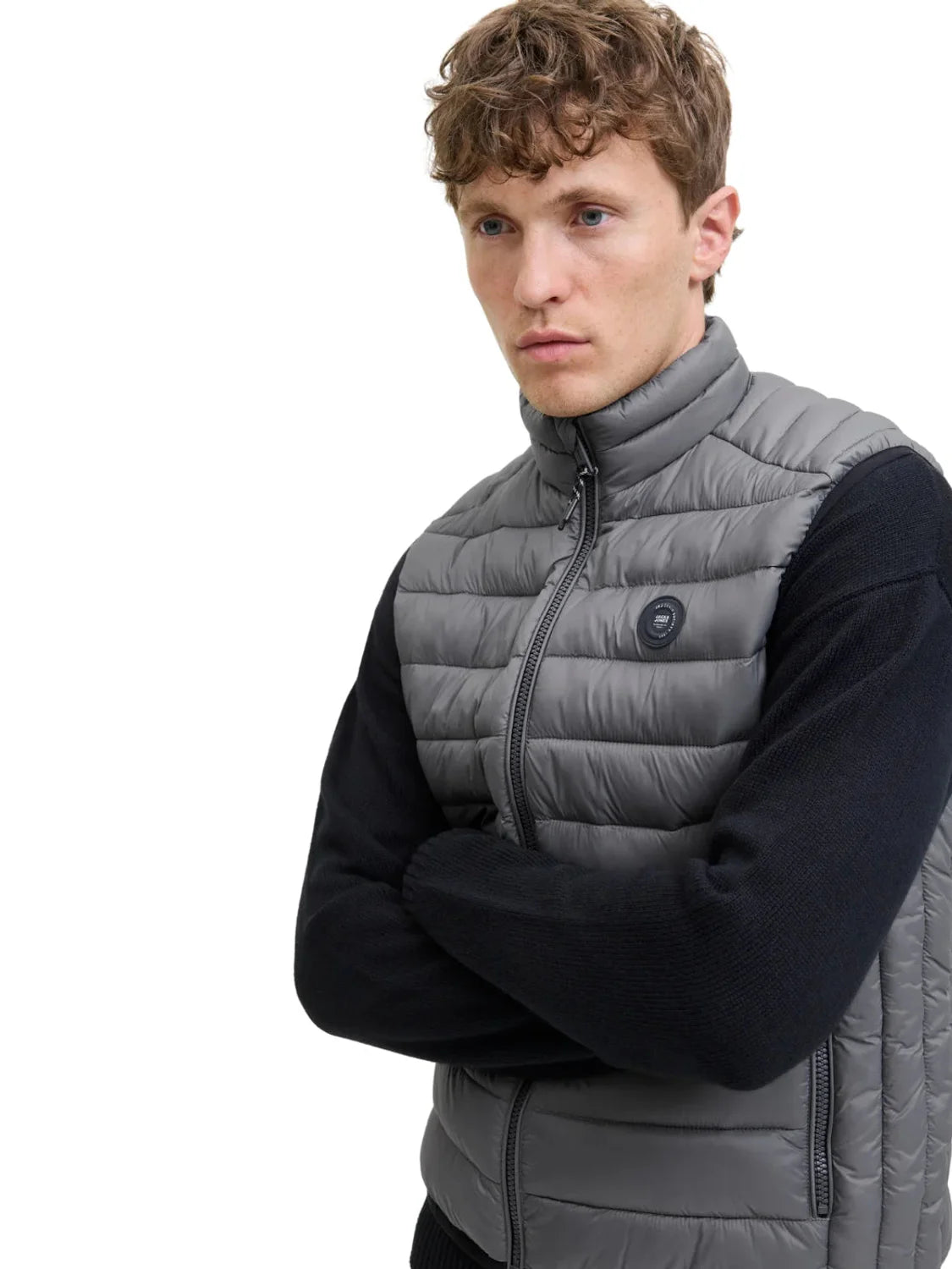 Chaleco Acolchado Jack&Jones Bradley Gris | Bicos de Fío