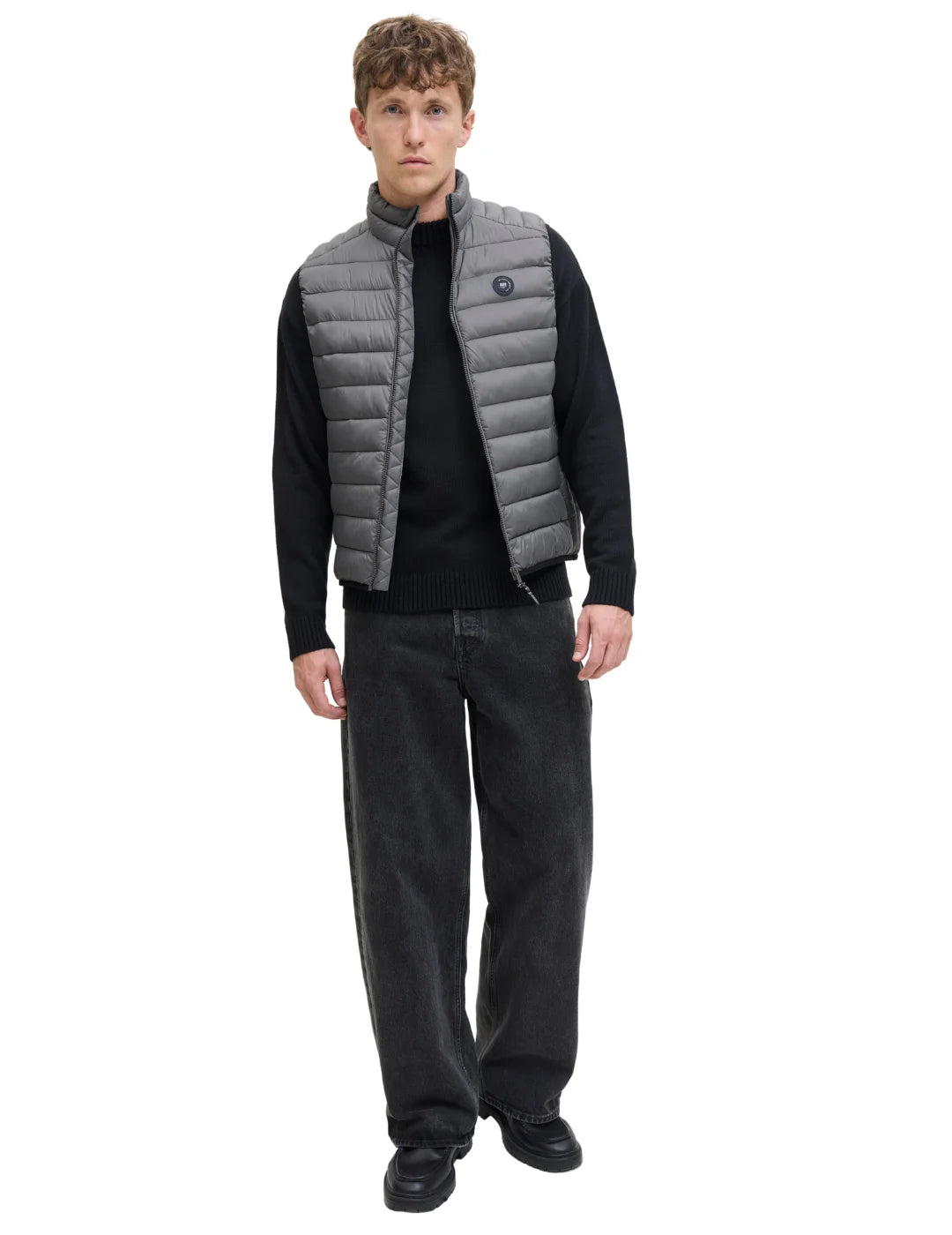 Chaleco Acolchado Jack&Jones Bradley Gris | Bicos de Fío