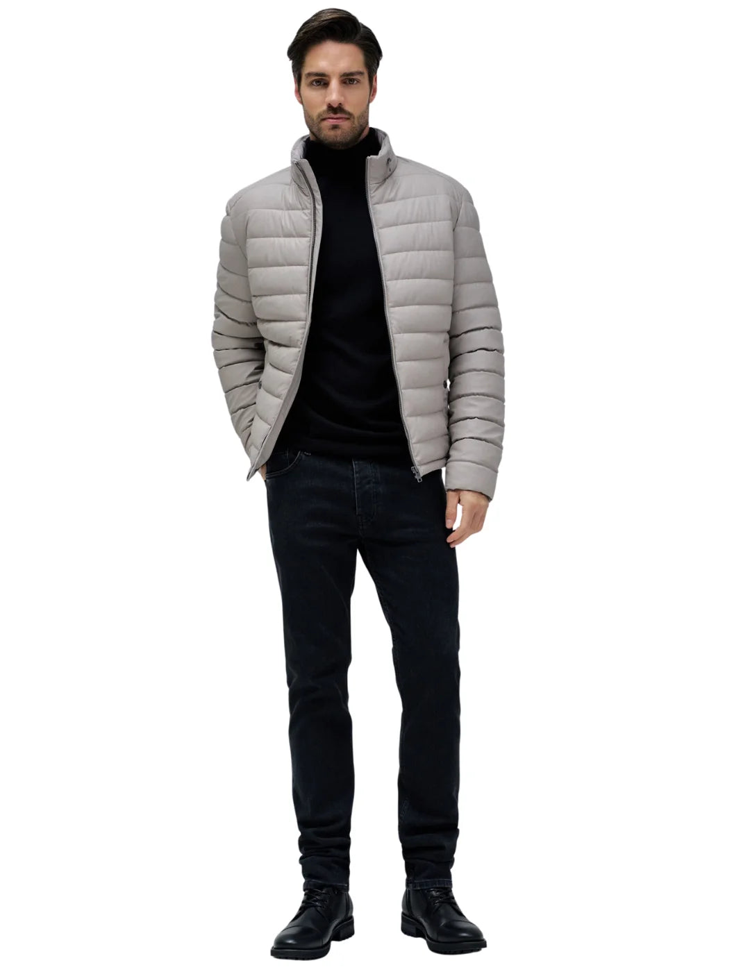 Chaqueta Acolchada Salsa Jeans Coated Gris | Bicos de Fío