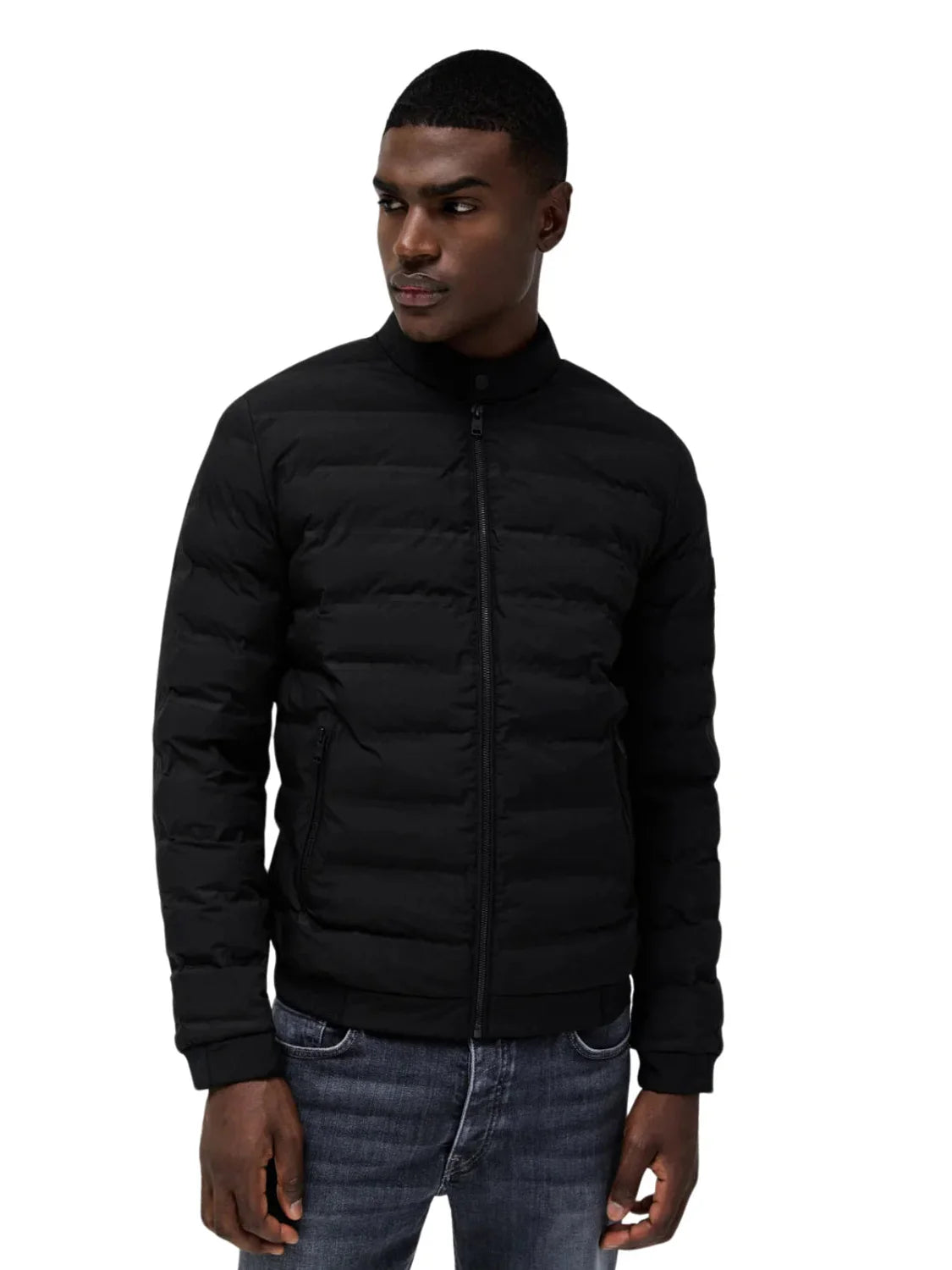 Chaqueta Acolchada Bolsillos Salsa Jeans Negro | Bicos de Fío
