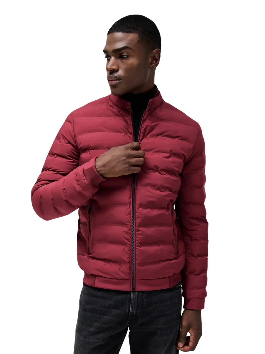 Chaqueta Acolchada Bolsillos Salsa Jeans Rojo | Bicos de Fío