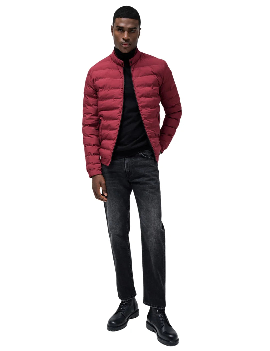 Chaqueta Acolchada Bolsillos Salsa Jeans Rojo | Bicos de Fío