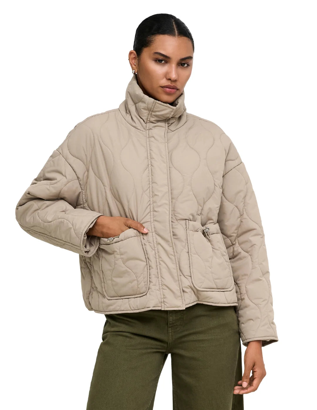 Chaqueta Acolchada Corta ONLY Sigga Beige | Bicos de Fío