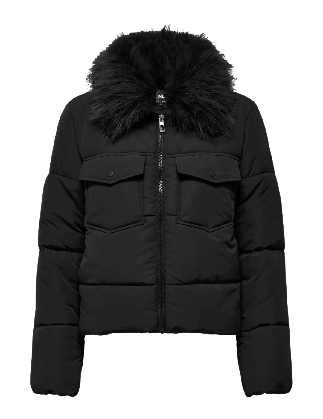 Chaqueta Acolchada Cuello Pelo Only Onlmaggi Negro | Bicos de Fío