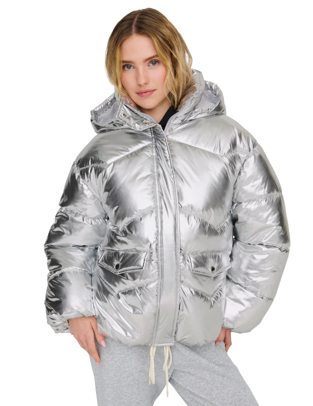 Chaqueta Acolchada Only Onlpearl Plata | Bicos de Fío