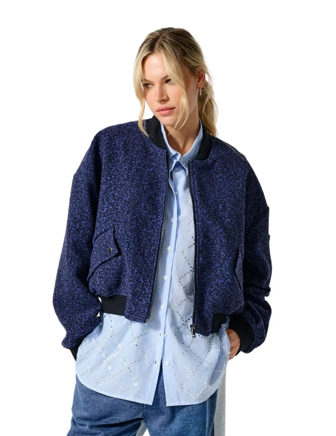 Chaqueta Bomber ONLY Varna Azul Marino | Bicos de Fío