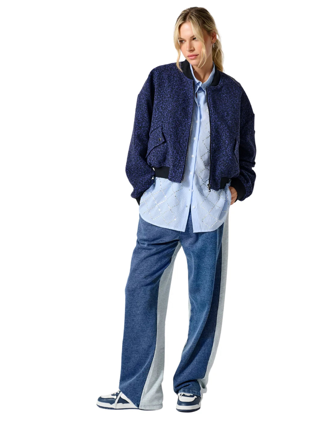 Chaqueta Bomber ONLY Varna Azul Marino | Bicos de Fío