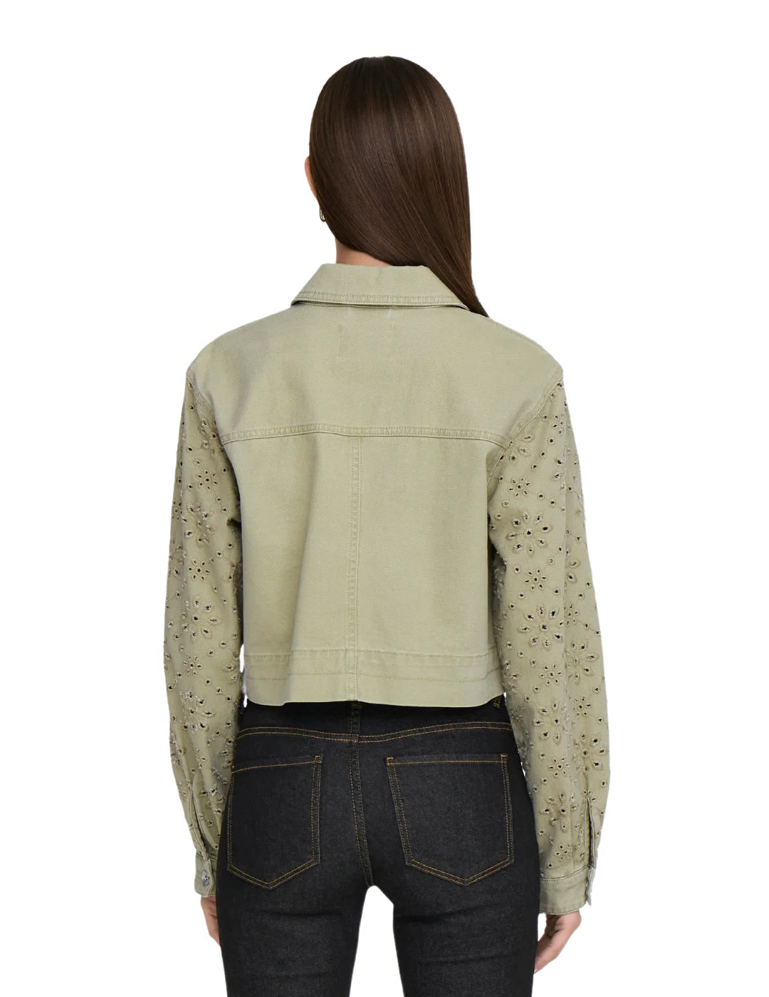 Chaqueta Corta Crochet ONLY Elsa Verde | Bicos de Fío
