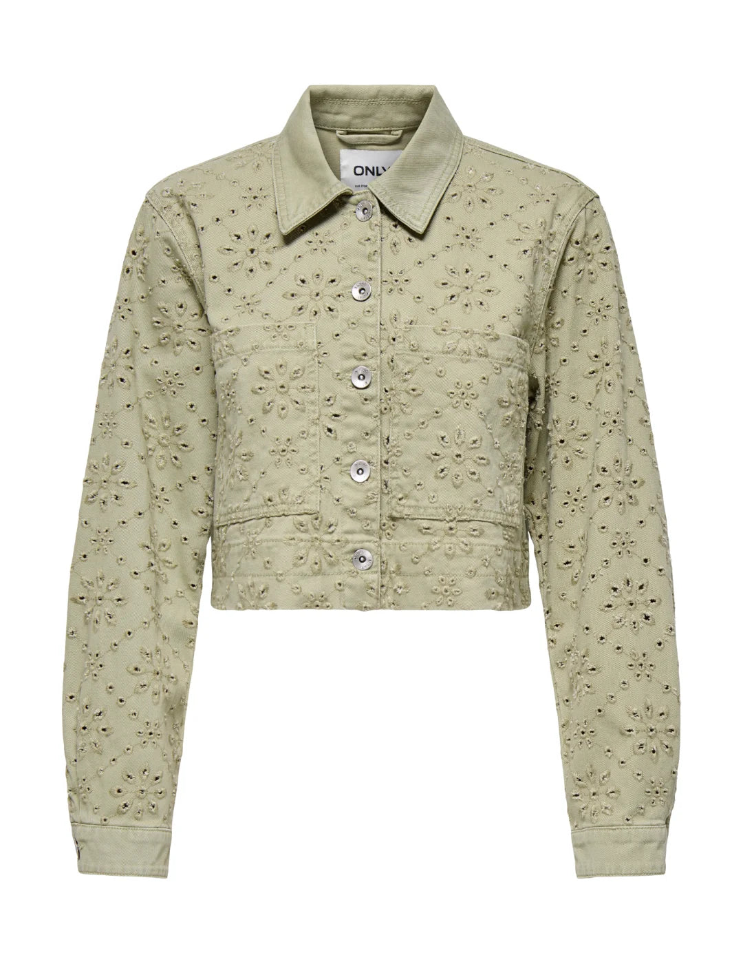 Chaqueta Corta Crochet ONLY Elsa Verde | Bicos de Fío