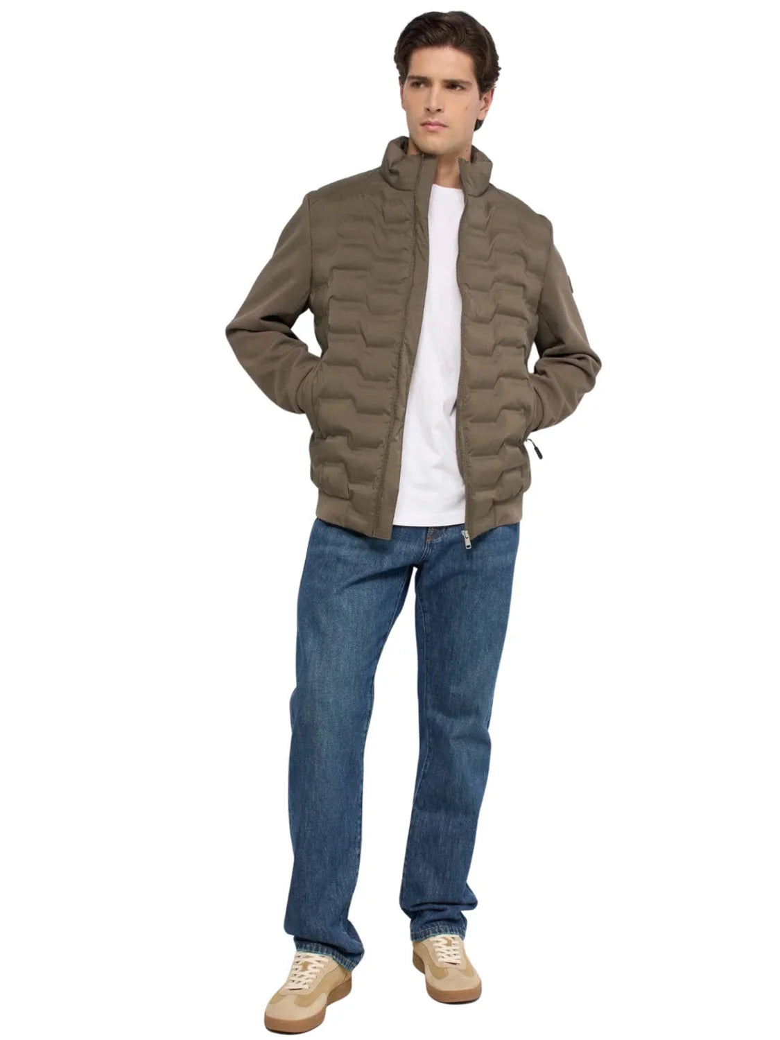 Chaqueta Mezcla Materiales Salsa Jeans Verde | Bicos de Fío