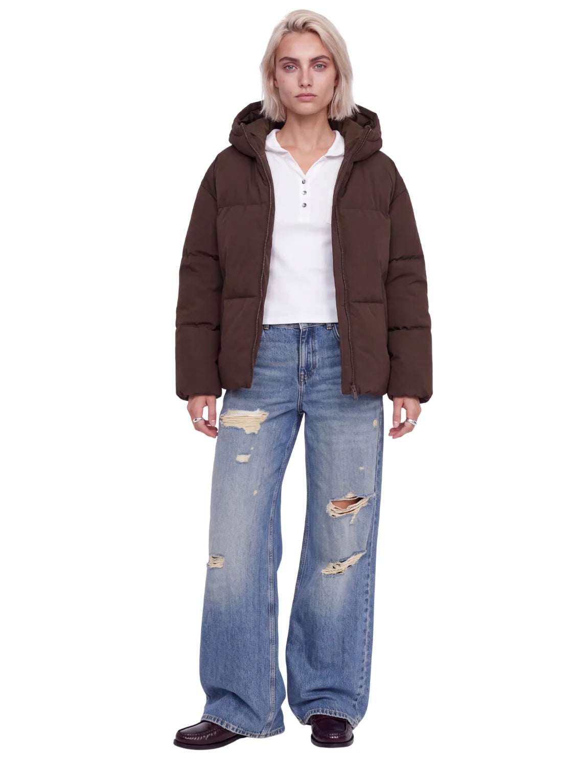 Chaqueta Puffer JJXX Galaxy Marrón Java | Bicos de Fío
