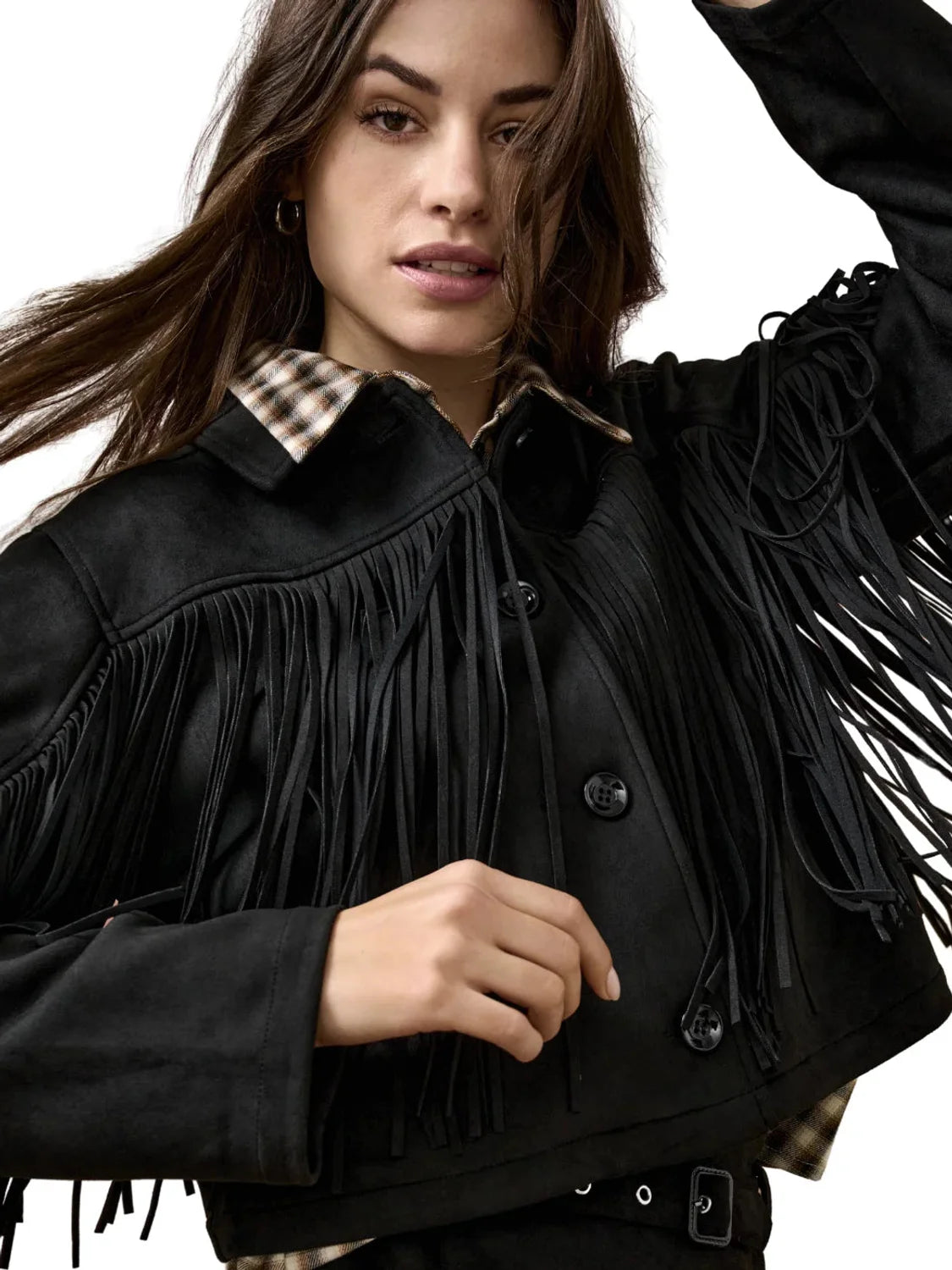 Chaqueta Flecos ONLY Diane Negro | Bicos de Fío
