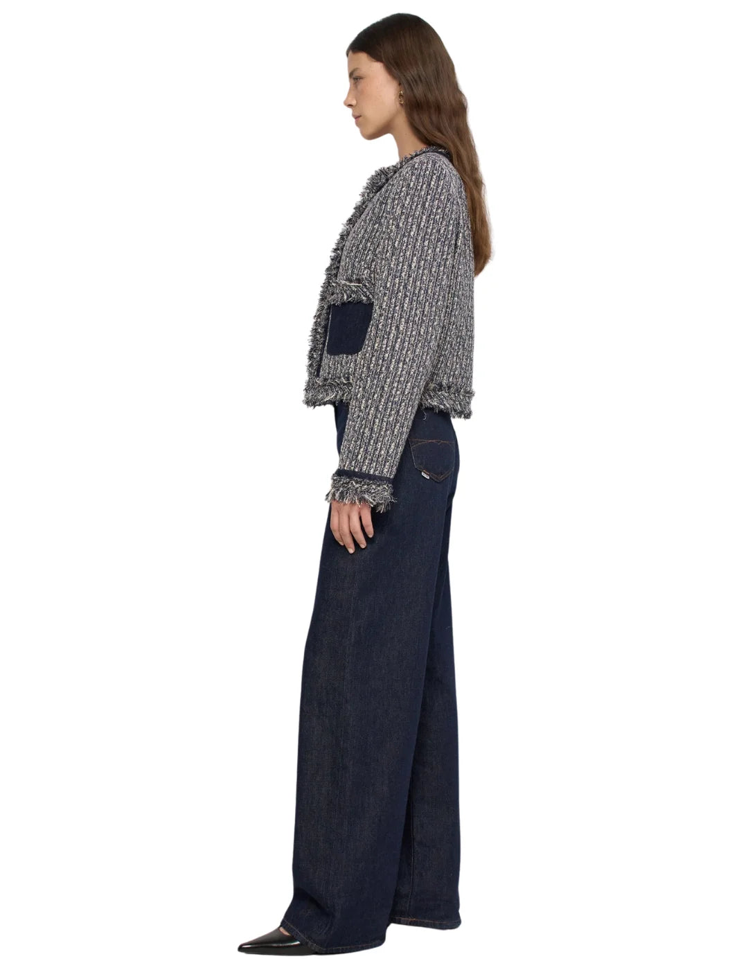 Chaqueta Tweed Salsa Jeans Flecos Azul | Bicos de Fío