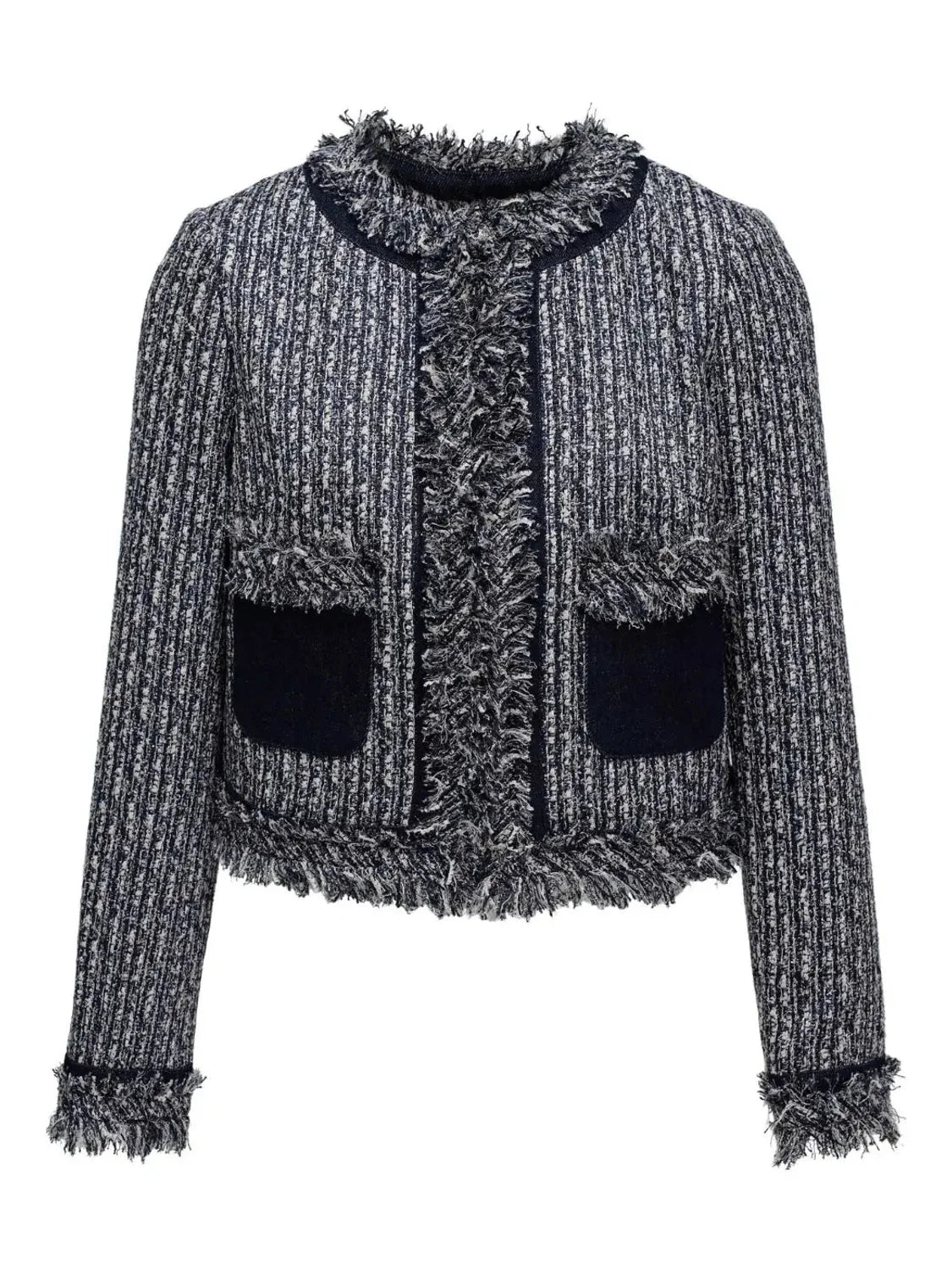 Chaqueta Tweed Salsa Jeans Flecos Azul | Bicos de Fío