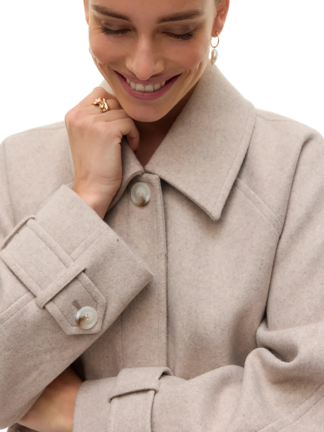 Chaqueta Paño Vero Moda Aware Beige | Bicos de Fío