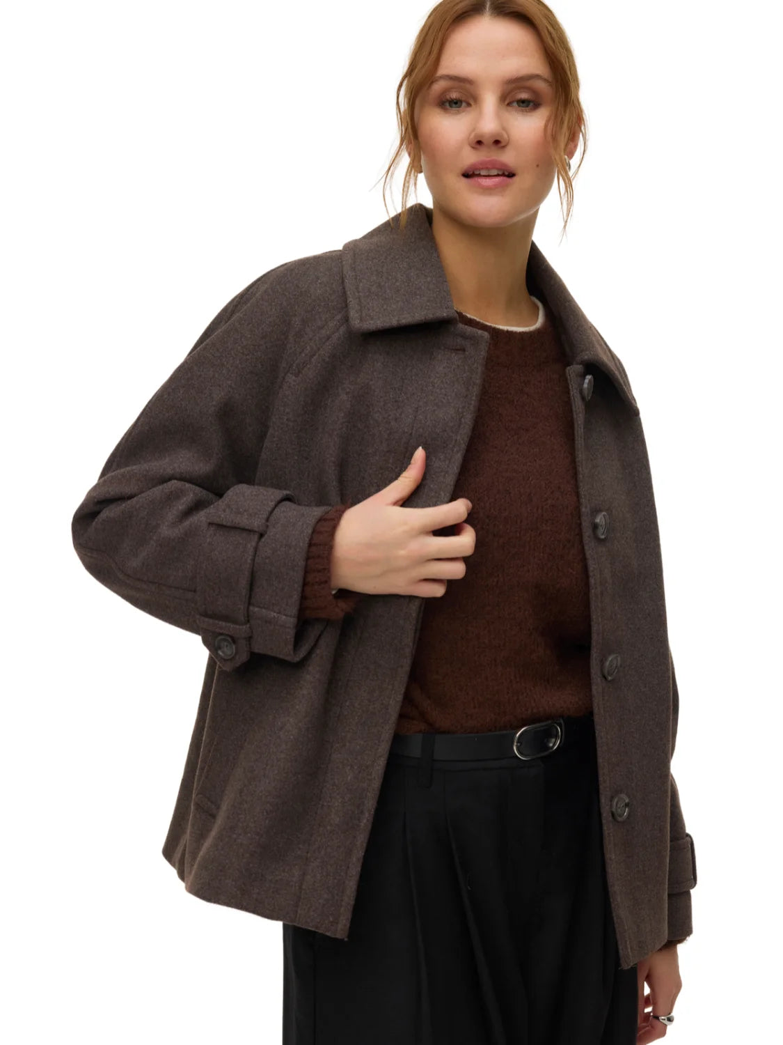 Chaqueta Paño Vero Moda Aware Sabine Marrón Café