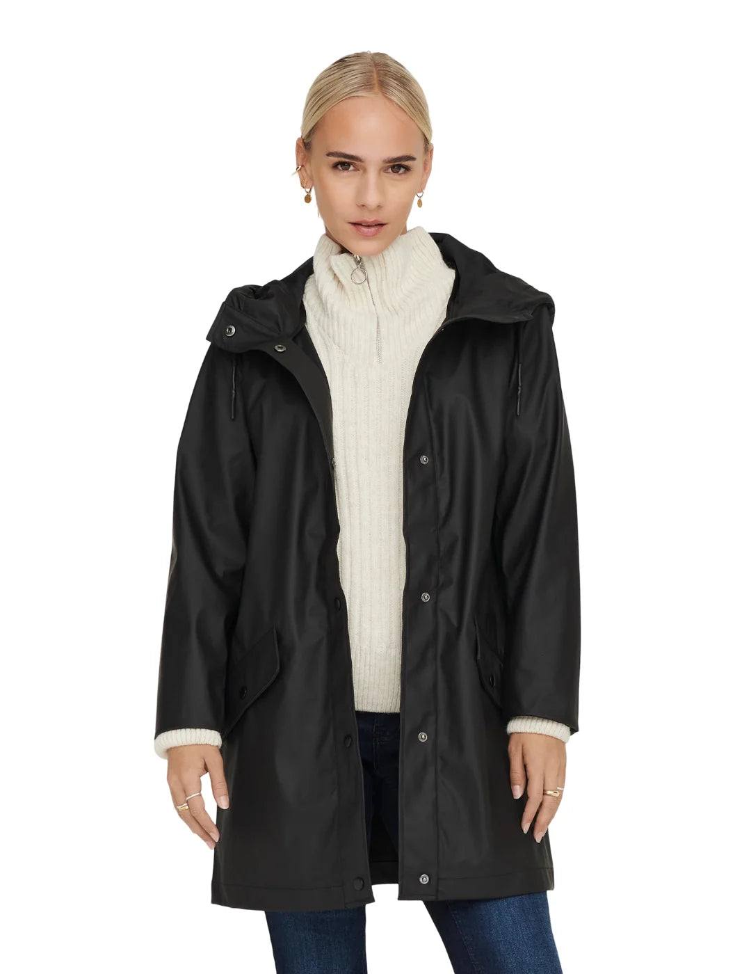 Chubasquero ONLY Elisa Negro | Bicos de Fío