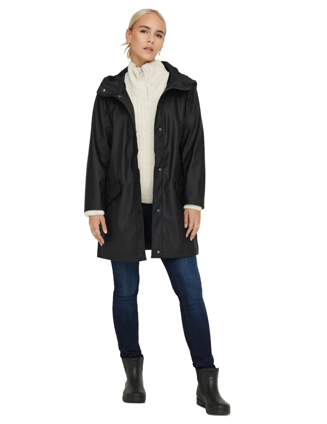 Chubasquero ONLY Elisa Negro | Bicos de Fío