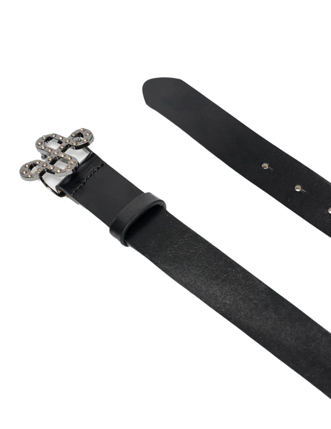 Cinturón Piel Salsa Jeans Hebilla Logo Brillantes Negro | Bicos de Fío